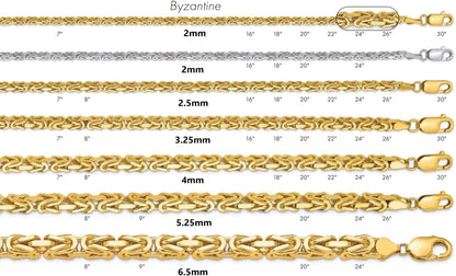 18k Yellow Gold Byzantine Chain