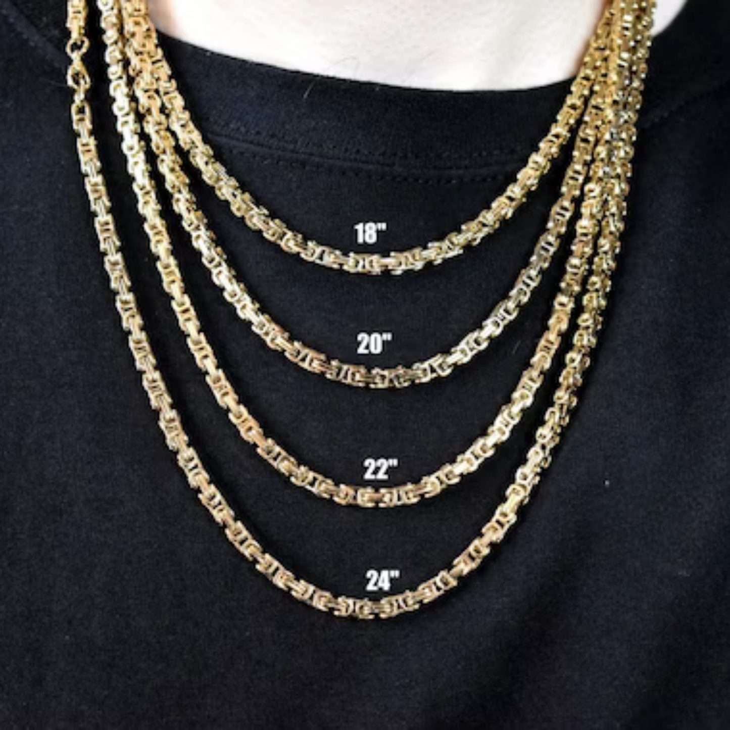 18k Yellow Gold Byzantine Chain